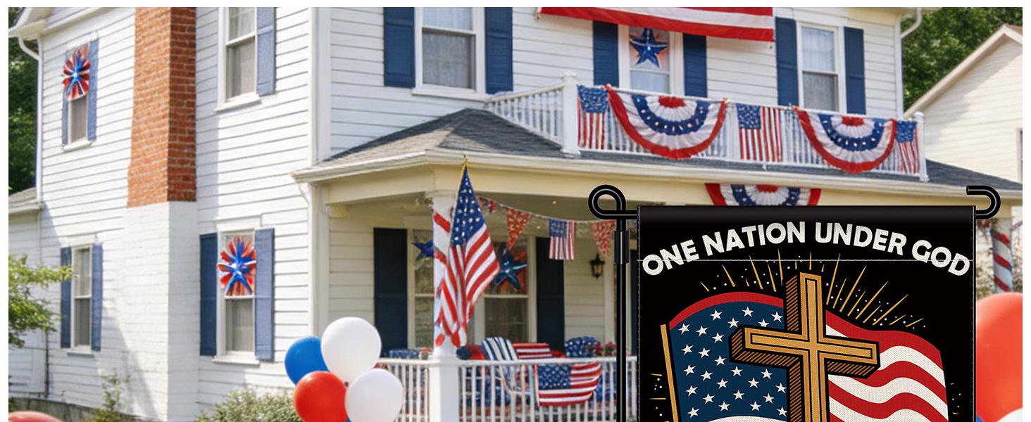 Blessings 250 Years America Garden Flag, 250 Anniversary USA Flag America Patriotic Banner 250 Year One Nation Under God 4th of July Double-Sided Waterproof 1776-2026 Commemorative Flag 12x18 Inch