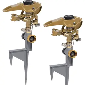2 Pack  Sprinklers  Metal Step Spike, Heavy Duty Zinc Alloy Lawn Sprinkler   Spike Base, Adjustable 360  Watering Sprinkler for Large Area Grass Garden Irrigation