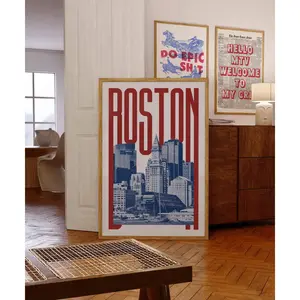 Boston Wall Art Print, Boston Poster, Boston Art Print, Boston Skyline, Boston Aesthetic Decor, Travel Poster Print Poster Home Or Office Decor