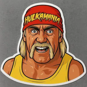 Hulk Hogan Sticker – Retro Wrestling Die Cut Decal, Hulkamania Vinyl Sticker for Laptop, Water Bottle, Notebook, 80s WWE Fan Gift