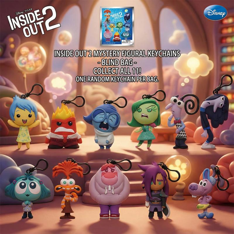 Disney Inside Out 2 Officially licensed Blind Bag 1PC Keychain Bag Clip 3D Figurine Charms Blind Box Figure Anime Collector Keyring Backpack Decor Joy Anger Sadness Disgust Anxiety Envy Embarrassment Ennui PVC Blind Box
