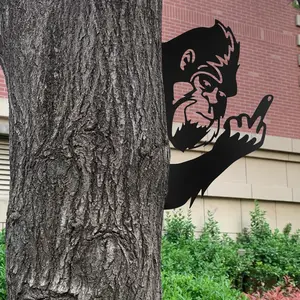 Peeping Flip Bigfoot Metal Sign - 15" x 10.5" Funny Sasquatch Flipping Middle Finger Plaque - Outdoor Yard Garden Hedge Patio Wall Art - Hilarious Gag Gift for Bigfoot Lovers