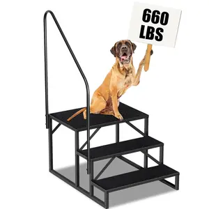 RV Step Stool, 3 Step Ladder, Hot Tub Steps with Handrail, Portable Pool Ladder, 660Lbs Heavy Duty Ladder Shelf Outdoor Mobile Home Stairs for Camper/Porch/SPA Pool/Pet Stairs(1 Pack)