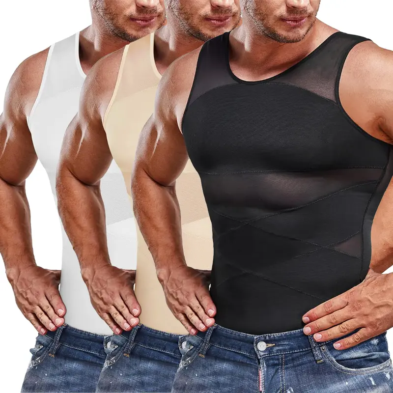 Men's Compression Shirt Body Shaper Vest Tight Tummy Underwear Tank Top Smoothing Chest Shapewear Breathable Workout Gym Tank Sports Clothing