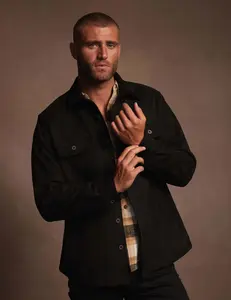 Unlined Sueded Shirt Jacket In Black