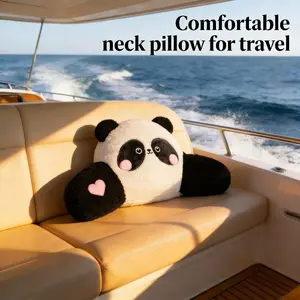 2026 New Panda Neck Pillow, Cute Plush Lying Position, Soft, Heart Decoration, Car Home Use, Cervical Relief