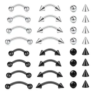 Eyebrow Piercing Jewelry Surgical Steel Curved Barbell Tiny Eyebrow Ring Vertical Labret Lip Jewelry Ear Rook Helix Conch Daith For Women Men 16g 6mm/8mm/10mm/12mm