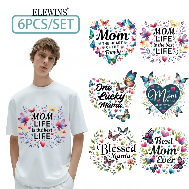 6 Best Mother Glitter Heat Transfers of All Time, Gold Foil with DTF Transfer. Ideal for T-shirts, Hoodies, Jeans, Backpacks, and Pillows, Featuring Washable Plastic, Perfect as Mothers Day Holiday Gifts.