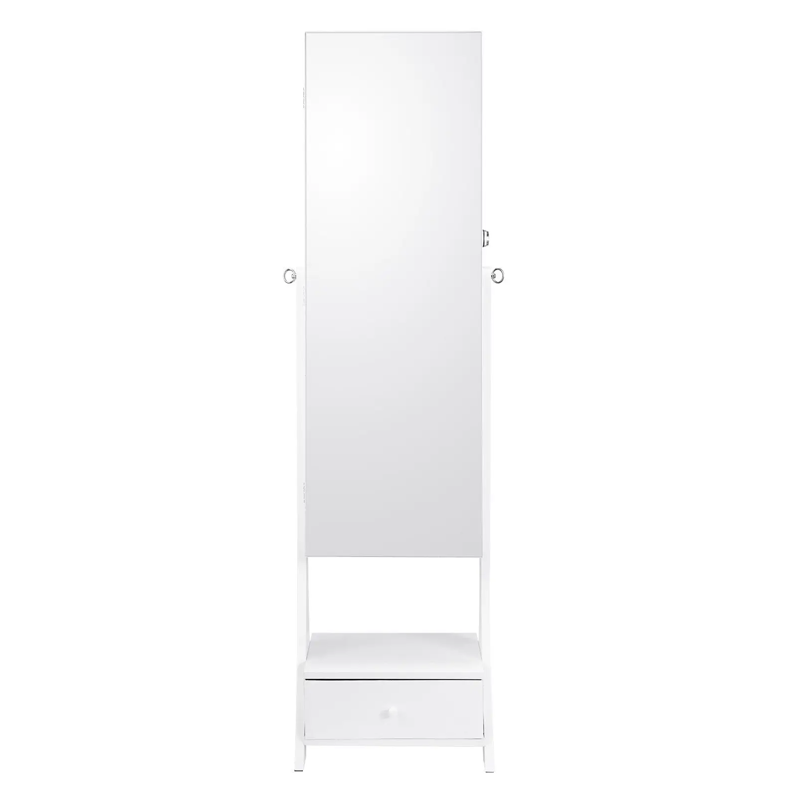 Spring New Arrivals Sturdy Standing Mirror Jewelry Cabinet with Storage, Bedroom Jewelry Organizer, LED Light Makeup Mirror, Full Length White
