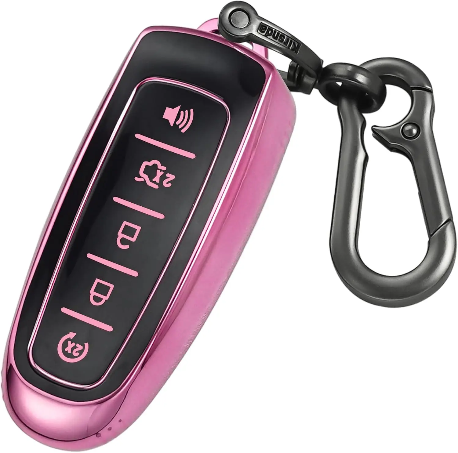 for  Key fob Cover with Keychain,Soft TPU Protection Key Case/Skin,5 Buttons Compatible with C-Max Edge Escape Expedition Explorer Flex Focus Taurus Remote Key(Pink), case+keychain