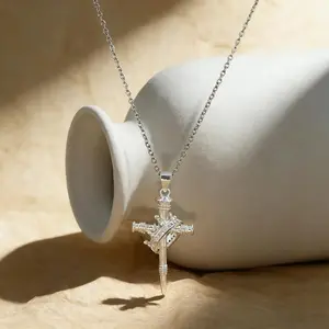 Christian Gift Stocking Stuffers Cross Necklace for women-Dainty Silver Plated Pendant Necklaces Simple Cute Tiny Necklace Jewelry for Women