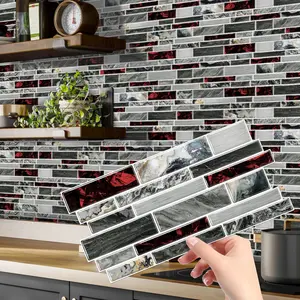 20\40pcs Marble patterned tiles peel and stick Backsplash Decorative Wall stickers, waterproof, Removable and detachable design, suitable for kitchen/bathroom/laundry room, durable PVC material, easy to install, Home Decor