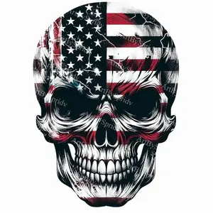 Patriotic American Flag Skull Sticker - Cars, Trucks, Laptops, Coolers, Toolboxes, Windows & More Waterproof Vinyl Sticker
