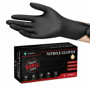 LIAPU x PROMEDIX  6 Mil Nitrile Disposable Gloves, 100 Count, Latex-Free & Powder-Free, Food Safe Heavy Duty Gloves for Cooking, Food Prep, Cleaning & Home Use