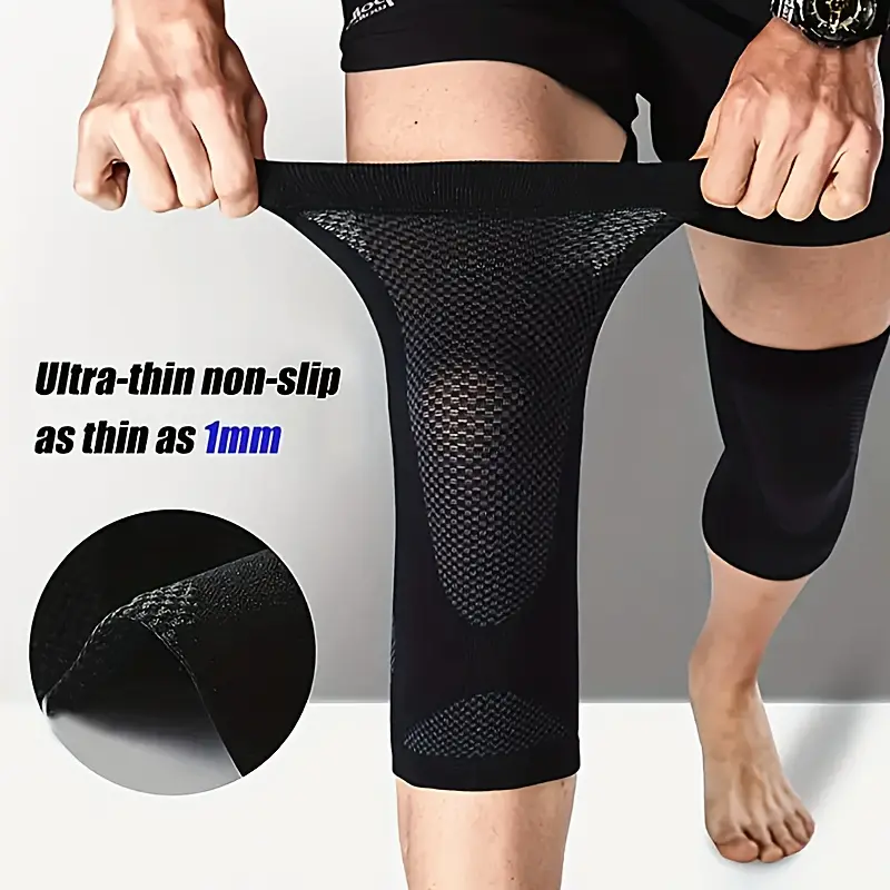 1 pair of breathable ultra-thin knee support sleeves, Sports knee sleeve, knee compression sleeves, made of graphene ion-implanted fabric, suitable for meniscus compression, fitness, outdoor activities, running, and exercise