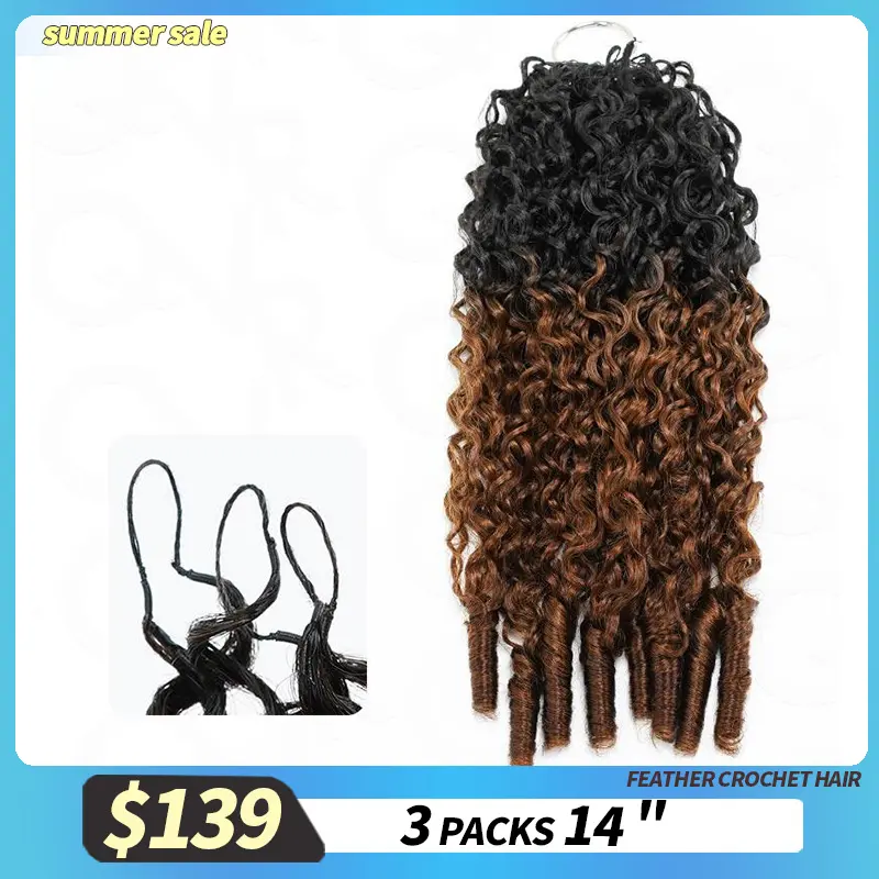 QVR #T1B/30 Burmese Curly Crochet Hair Natural Black Machine Made Feather Crochet Human Hair Extension TikTokShopBlackFriday