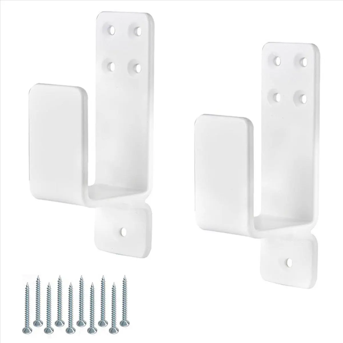 2-Piece Heavy Duty Upgraded 2X4 Door Barricade Brackets, White Home Security Door Bar Holder Brackets Compatible with 2X4 Lumber, Two Pieces