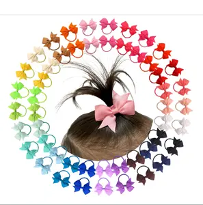 Baby Hair Ties with Bows,50pcs 2inch Baby Hair Bows Durable Rubber Bands Ponytail Holders Toddler Essential Hair Accessories for Infants Baby Girls in Pairs