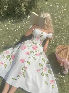 Women's Fashion Summer Dress, Casual One-Shoulder Crop Top, Elegant Waist Cinch Design, Vacation Style, Perfect for Spring & Summer, Womenswear