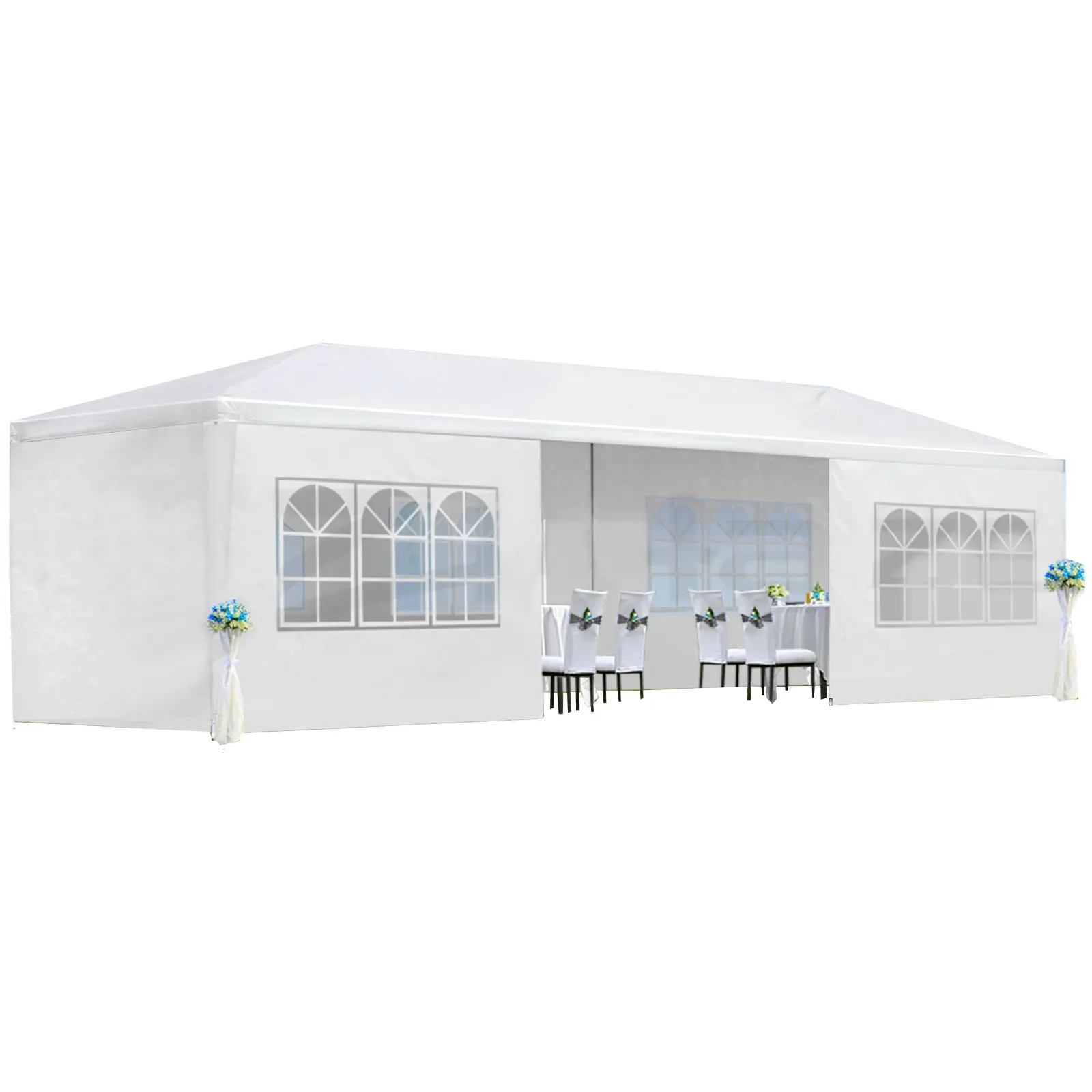 Donext 10x30' Wedding Party Canopy Tent Outdoor Gazebo with 8 Removable Sidewalls White Event Shelter Spacious Design Quality Material Easy Assembly Versatile Use