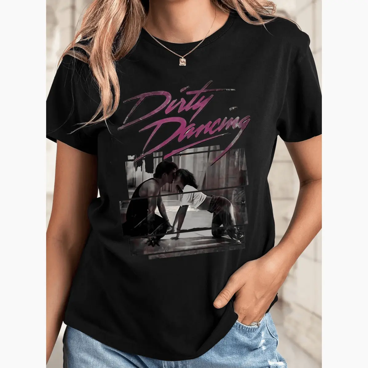 Women's Vintage Dirty Dancing Graphic T-Shirt - 100% Cotton Fabric, Soft Lightweight Casual Short-Sleeve Round Neck Fashion Top