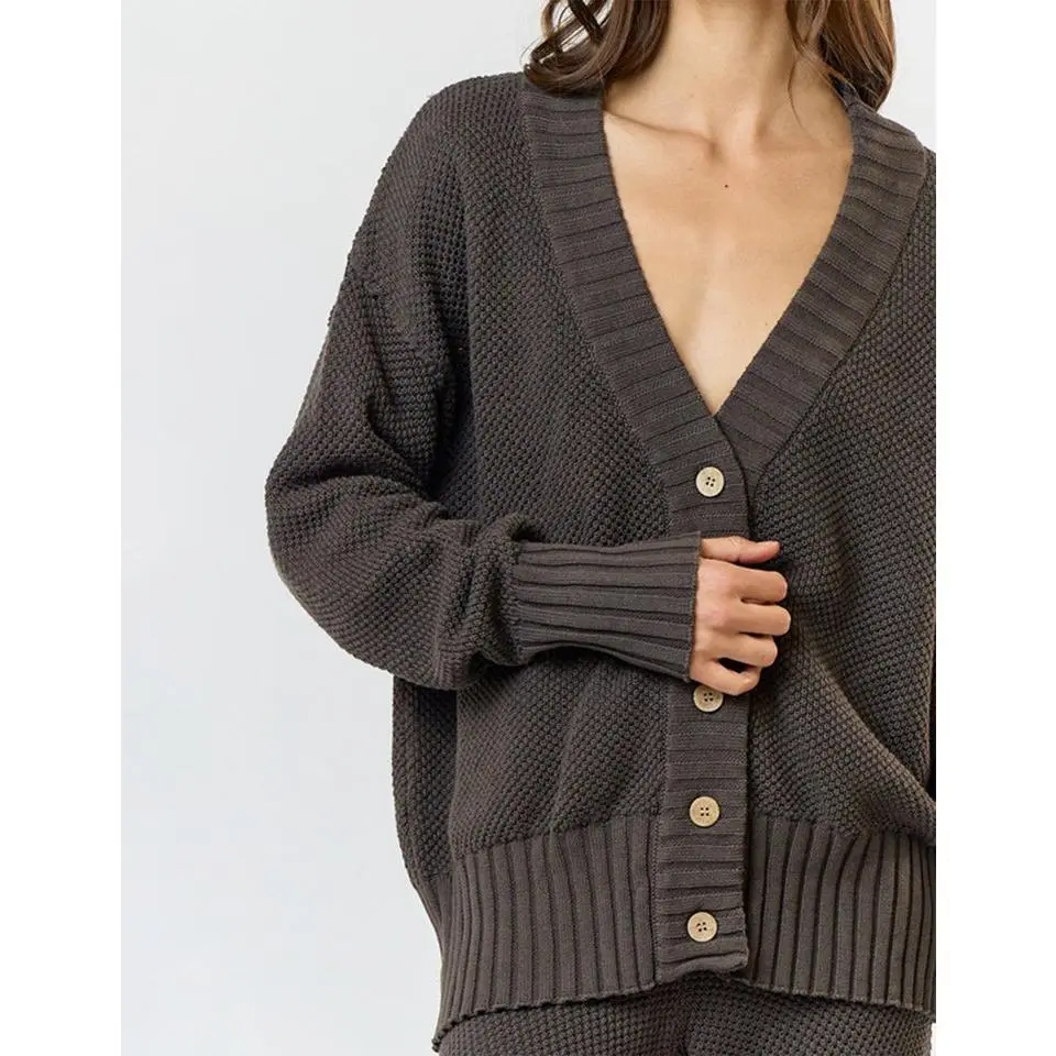 Heidi Chunky Charcoal Knit Cardigan