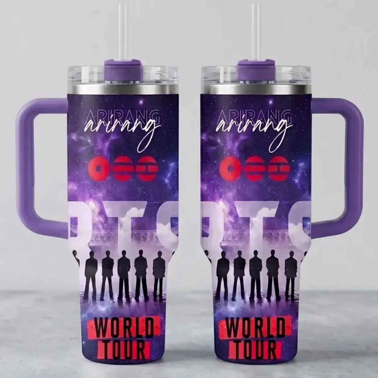 Arirang 2026 Purple Galaxy Fan Merch Cup, ARMY BangTan Tumbler 40oz