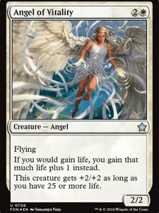 Magic the Gathering: Angel of Vitality: Foundations: Near Mint: Foil: Quantity x4
