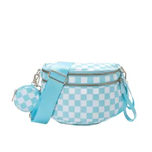 Blue Checkmate Cross Body Bag