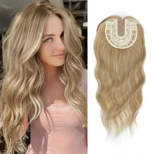 100% Protein Silk Hair Topper for Women with Thinning Hair – 20” Wavy Wiglet with Bangs – Easy Clip-In Extensions
