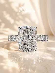 Effinny Tarnish-resistance 9.0ct Elongated Crushed Ice Cushion Cut 14K Gold Plated Engagement Ring,Travel-Friendly Daily Wear Affordable Luxury Fine Women's Jewelry