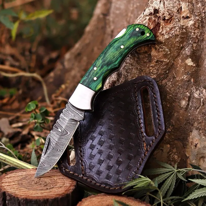 Handmade Damascus Pocket Folding Knife Handmade Damascus Pocket Folding Knife