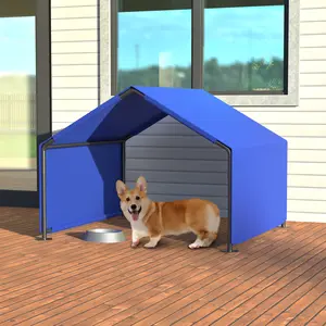DONEXT Universal Dog Outdoor Shade Shelter Tent - Weatherproof, 47.8x46.6x36in Blue Gray Pet House for Small-Medium Dogs, Durable Steel Frame, 420D Oxford Fabric Sun Protection