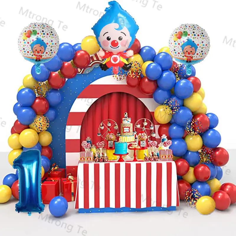 1Set Cartoon Plim Clown Balloon Number Ball Latex Air Globos Children Baby Shower Birthday Party Decorations Kids Inflatable Toy