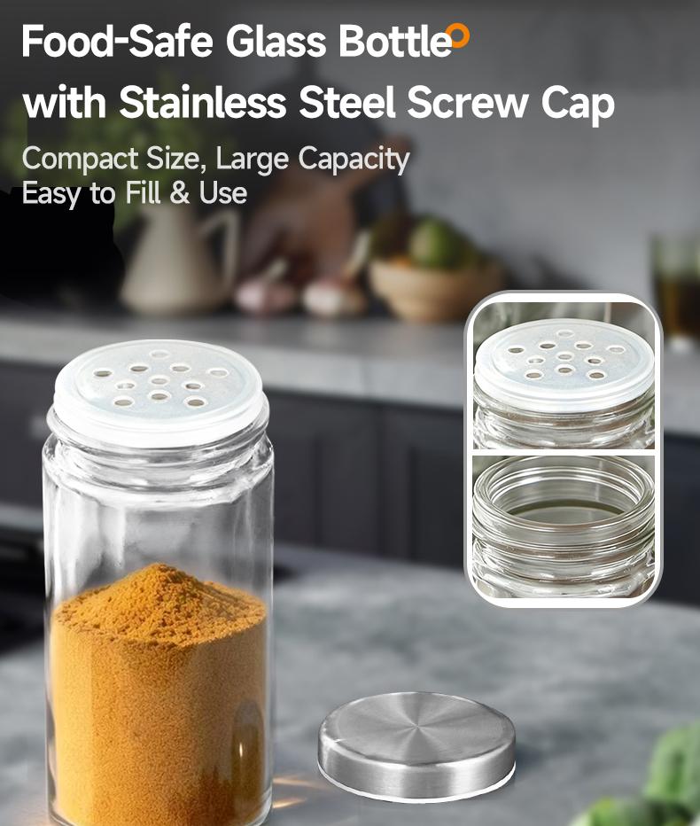 New multifunctional rotating kitchen spice rack & seasoning storage box set, 360° rotating design, stable basewhite cap