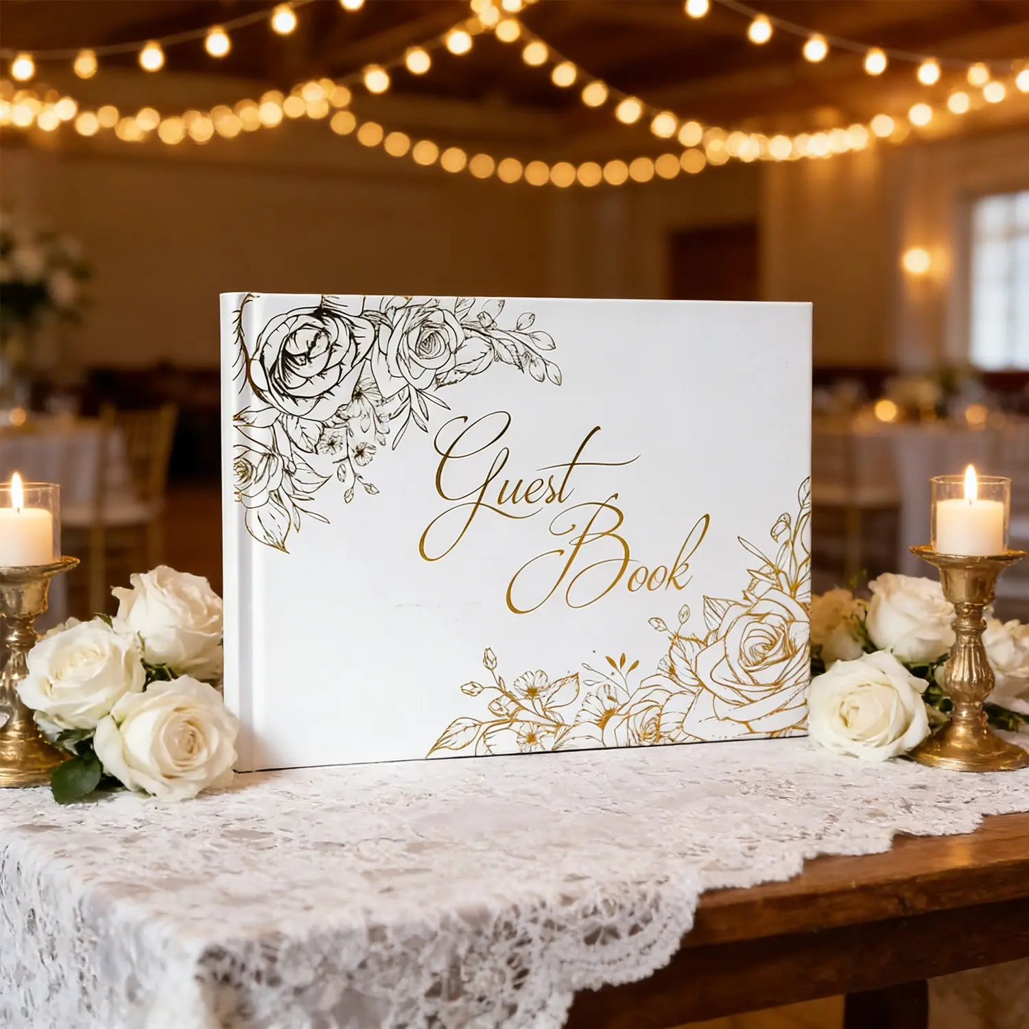 Wedding Guest Book, Elegant Party Decoration Album, Anniversary Scrapbook, Blank Pages, DIY Memory Decorative Photo Album, Photo Album With Writing Space