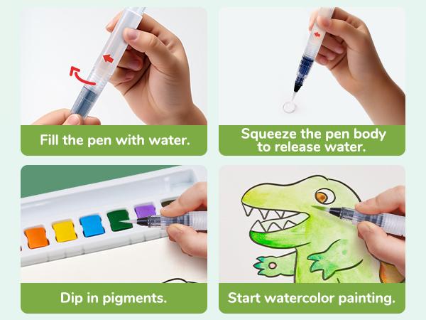 JoyCat DIY Watercolor Painting Set, Paint with Water Coloring Books, Arts and Crafts Drawing Activities Toy, Travel Toys, Birthday Easter Gifts for Boys Girls