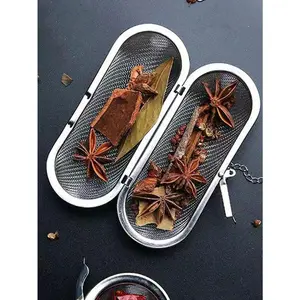 1pc Stainless Steel Reusable Long Spice & Hot Pot Seasoning Filter, Kitchen Sieve Utensil for Cooking, Camping - Kitchen Gadgets for Kitchenware Needs, Utensils