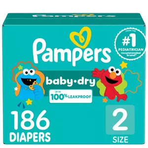 Pampers Baby Dry Diapers Pack - Size 2 -186ct