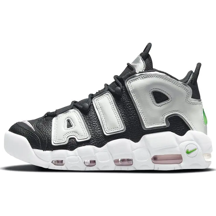 Nike Air More Uptempo Black Metallic Silver' Retro Mid Top Basketball Shoes Women's DN8008-001