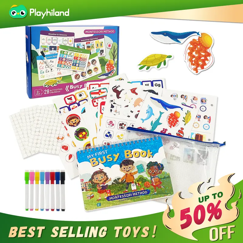 Busy Book Preschool Learning Activities, Montessori Educational Toys for 3 4 5 Year Old Boy Girl Gifts, Homeschool Activity Books for Kids Ages 3-5,Autism Learning Materials and Tracing Coloring Book