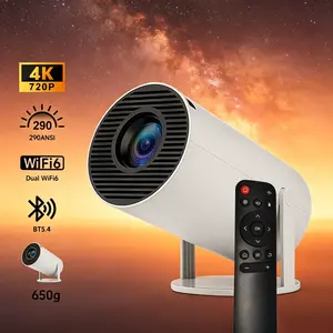 Mini Portable Tabletop Pico Projector - 720P Full HD LED Projector with 290 ANSI Lumens, Bluetooth 5.4, WiFi Bluetooth Mini Projector , Android OS, 180° Rotatable, 130" Screen, Built-In Speaker, Remote Control, Mount Compatible for Home Cinema, Gaming