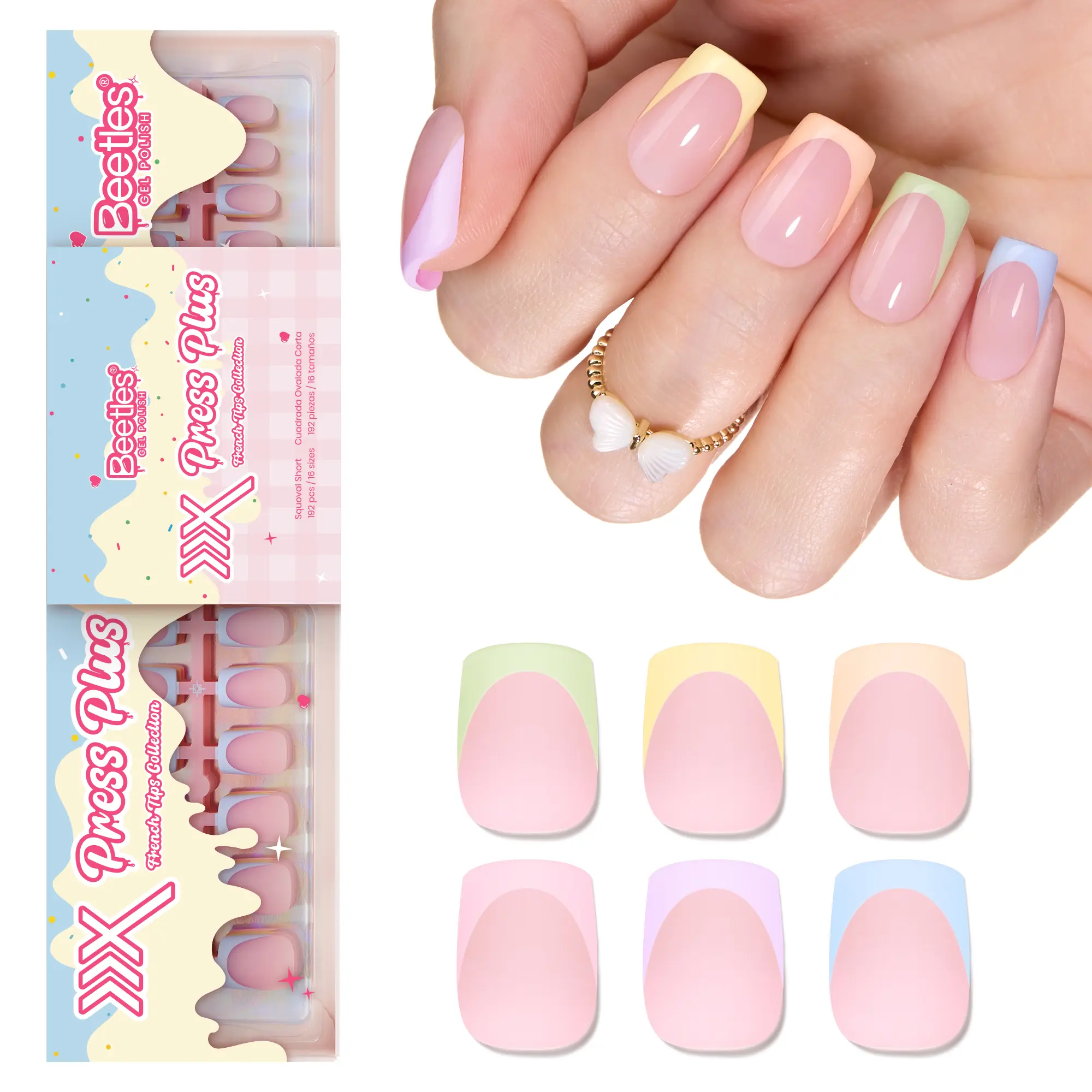 S Squoval【Only Nails】Spring Macaron 16Sizes 192Pcs