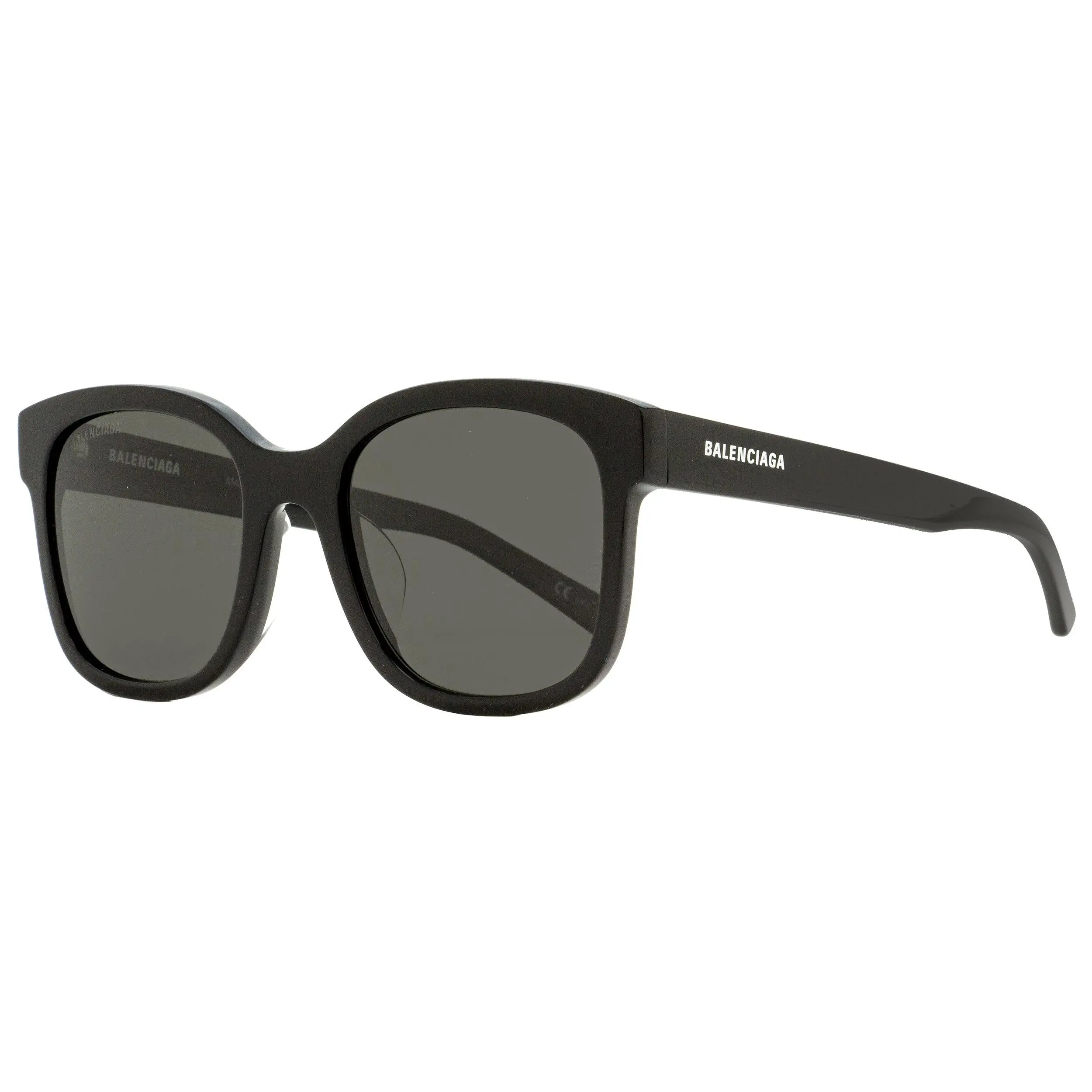 Balenciaga Square Sunglasses - BB0076SK 006, Black Polarized, 52mm, Logos, Statement Frame Glasses, UV Protection, Alternative Fit, Bold Architecture, Unisex, Polarised Lens, Wide Saddle Bridge, Unisex Clothes