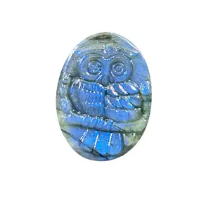 Strong Flash Labradorite Owl Carving High Quality Natural Healing Crystal Gorgeous Stone Gemstone Jewelry Energy Love Girlfriend Boyfriend Souvenir Valentine Anniversary New Year Christmas Halloween Birthday Gift