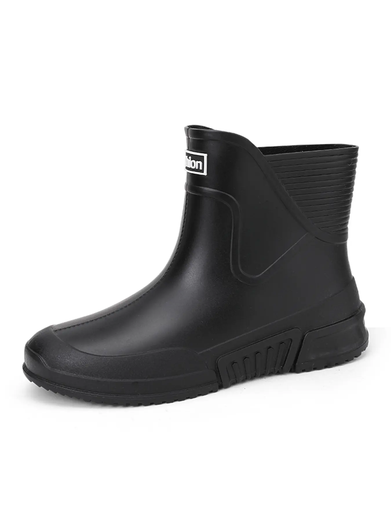 Unisex Short Rain Boots, Mud Boots for Kitchen & Fishing, Anti-Slip PVC Sole, Casual Patchwork Design, All-Season Outdoor Activities, Waterproof Boot
