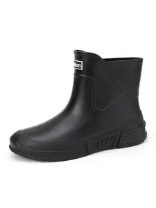 Unisex Short Rain Boots, Mud Boots for Kitchen & Fishing, Anti-Slip PVC Sole, Casual Patchwork Design, All-Season Outdoor Activities, Waterproof Boot