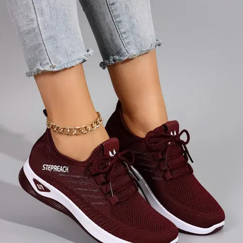 Women's Fashionable Lace Up Low Top Sneakers, Trendy Everyday Walking Sneaker, Casual Comfortable Breathable Lightweight Sports Shoes, Female All-match Round Toe Shoes for Daily Wear, Lightweight Athletic Sneakers, Sneakers Fashion Footwear