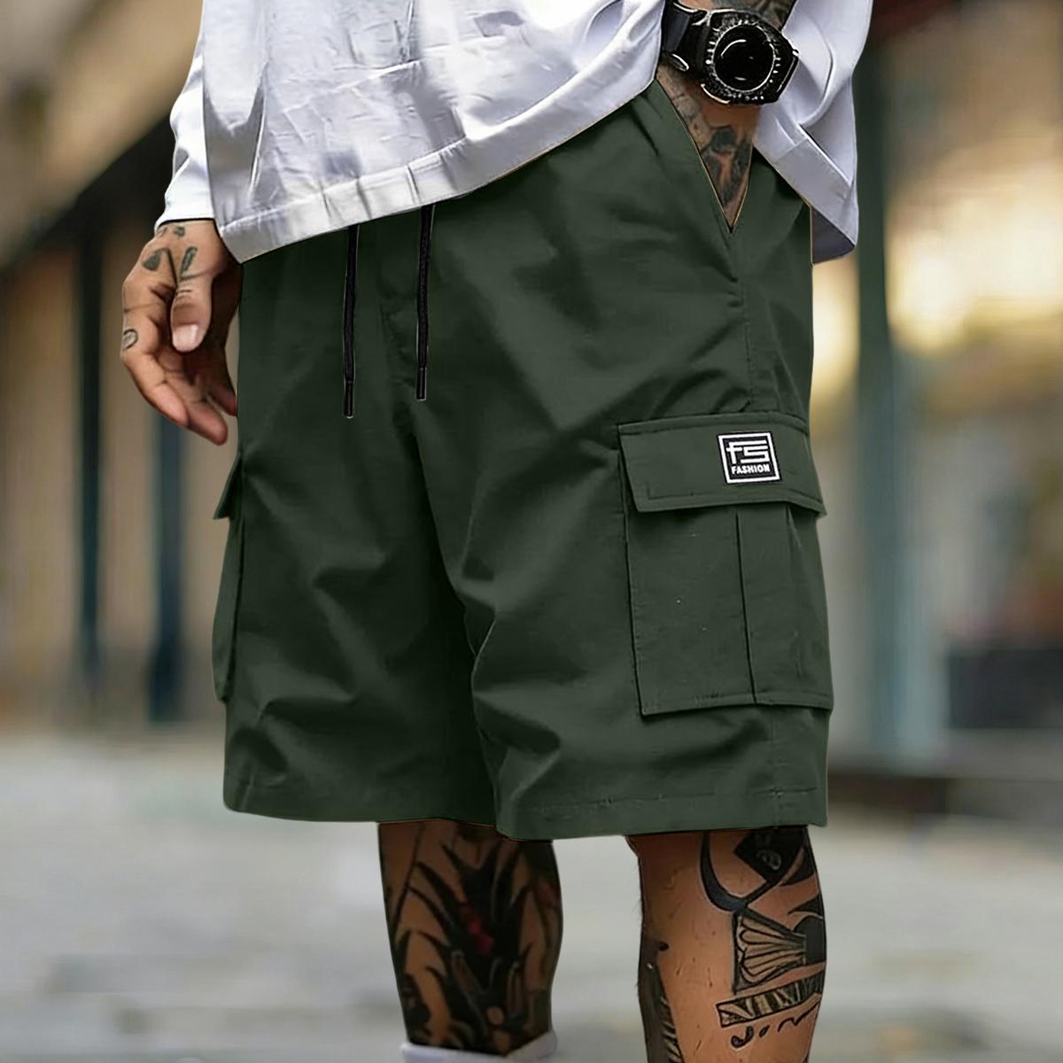 Men’s multifunctional cargo shorts — available in five colors for outdoor activities, construction work, hiking, and casual wear | Machine-washable regular-fit cargo shorts with large pockets and a distinctive drawstring design