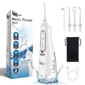 Cordless Water Dental Flosser Oral irrigator,JNGOODS 310ml Rechargeable Water flosser for Teeth IPX7 Waterproof 4 Modes Portable Irrigate with 4 Jet Tips,Travel Home use (White)